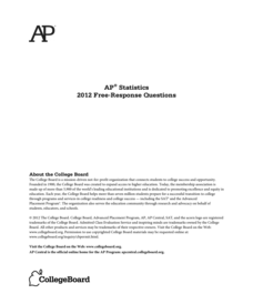 2012 AP® Statistics Free-Response Questions AP Test Prep 2012 AP® Statistics Free-Response Questions AP Test Prep