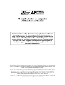 2001 AP® English Literature and Composition Free-Response Questions AP Test Prep 2001 AP® English Literature and Composition Free-Response Questions AP Test Prep