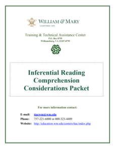 Inferential Reading Comprehension Considerations Packet Professional Doc Inferential Reading Comprehension Considerations Packet Professional Doc