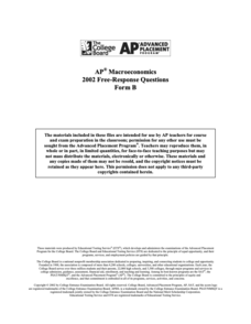 2002 AP® Macroeconomics Free-Response Questions Form B AP Test Prep 2002 AP® Macroeconomics Free-Response Questions Form B AP Test Prep