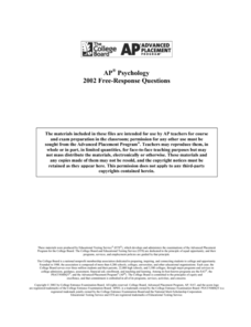 2002 AP® Psychology Free-Response Questions AP Test Prep 2002 AP® Psychology Free-Response Questions AP Test Prep
