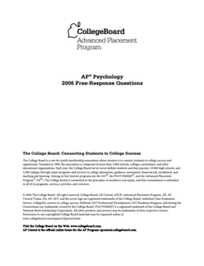 2006 AP® Psychology Free-Response Questions AP Test Prep 2006 AP® Psychology Free-Response Questions AP Test Prep