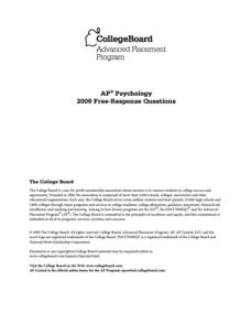 2009 AP® Psychology Free-Response Questions AP Test Prep 2009 AP® Psychology Free-Response Questions AP Test Prep