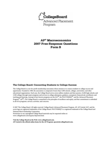 2007 AP® Macroeconomics Free-Response Questions Form B AP Test Prep 2007 AP® Macroeconomics Free-Response Questions Form B AP Test Prep