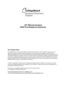 2009 AP® Microeconomics Free-Response Questions AP Test Prep 2009 AP® Microeconomics Free-Response Questions AP Test Prep