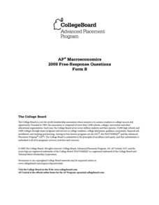 2009 AP® Macroeconomics Free-Response Questions Form B AP Test Prep 2009 AP® Macroeconomics Free-Response Questions Form B AP Test Prep
