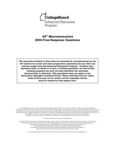 2004 AP® Macroeconomics Free-Response Questions AP Test Prep 2004 AP® Macroeconomics Free-Response Questions AP Test Prep