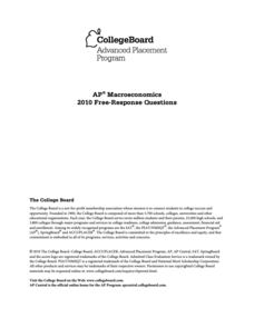 2010 AP® Macroeconomics Free-Response Questions AP Test Prep 2010 AP® Macroeconomics Free-Response Questions AP Test Prep