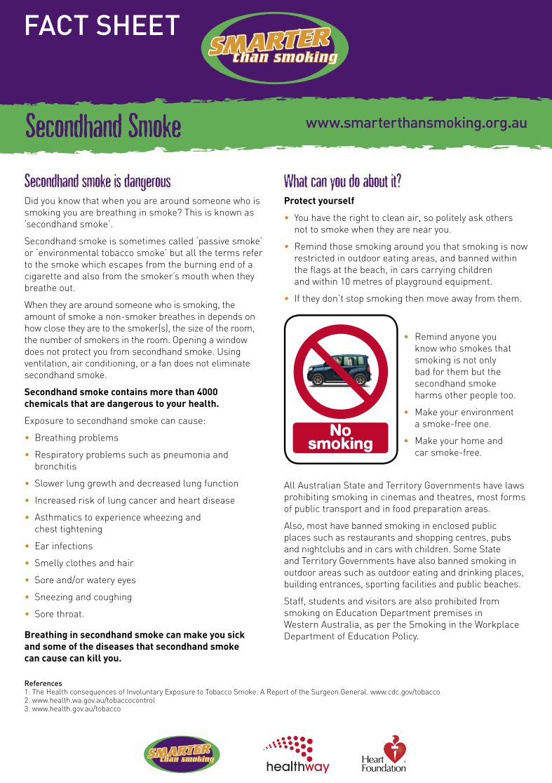Secondhand Smoke Handouts & Reference Secondhand Smoke Handouts & Reference