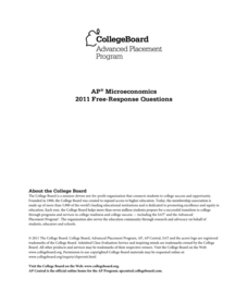 2011 AP® Microeconomics Free-Response Questions AP Test Prep 2011 AP® Microeconomics Free-Response Questions AP Test Prep