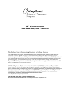 2006 AP® Microeconomics Free-Response Questions AP Test Prep 2006 AP® Microeconomics Free-Response Questions AP Test Prep