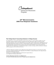 2008 AP® Microeconomics Free-Response Questions AP Test Prep 2008 AP® Microeconomics Free-Response Questions AP Test Prep