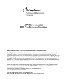 2007 AP® Microeconomics Free-Response Questions AP Test Prep 2007 AP® Microeconomics Free-Response Questions AP Test Prep