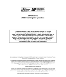 2003 AP® Statistics Free-Response Questions AP Test Prep 2003 AP® Statistics Free-Response Questions AP Test Prep