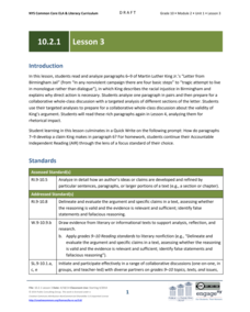 Grade 10 ELA Module 2: Unit 1, Lesson 3 Lesson Plan Grade 10 ELA Module 2: Unit 1, Lesson 3 Lesson Plan