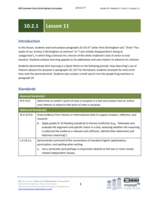 Grade 10 ELA Module 2: Unit 1, Lesson 11 Lesson Plan Grade 10 ELA Module 2: Unit 1, Lesson 11 Lesson Plan