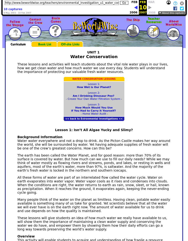 Water Conservation Lesson Plan Water Conservation Lesson Plan