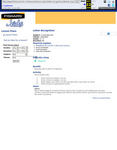 Letter Recognition Lesson Plan Letter Recognition Lesson Plan