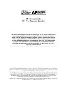 2001 AP® Microeconomics Free-Response Questions AP Test Prep 2001 AP® Microeconomics Free-Response Questions AP Test Prep