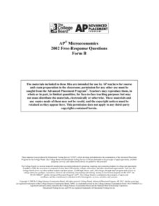 2002 AP® Microeconomics Free-Response Questions Form B AP Test Prep 2002 AP® Microeconomics Free-Response Questions Form B AP Test Prep