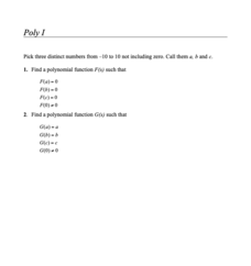 Poly I Assessment Poly I Assessment