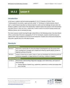 Grade 10 ELA Module 2: Unit 2, Lesson 9 Lesson Plan Grade 10 ELA Module 2: Unit 2, Lesson 9 Lesson Plan