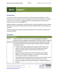 Grade 10 ELA Module 2: Unit 2, Lesson 5 Lesson Plan Grade 10 ELA Module 2: Unit 2, Lesson 5 Lesson Plan
