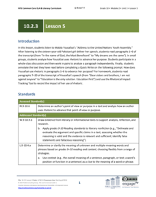 Grade 10 ELA Module 2: Unit 3, Lesson 5 Lesson Plan Grade 10 ELA Module 2: Unit 3, Lesson 5 Lesson Plan