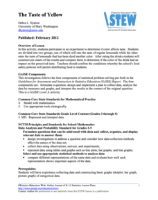 The Taste of Yellow Lesson Plan The Taste of Yellow Lesson Plan