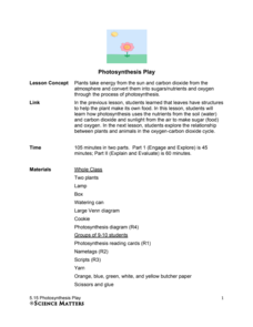 Photosynthesis Play Lesson Plan Photosynthesis Play Lesson Plan