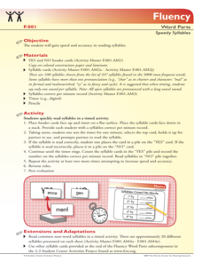 Fluency: Word Parts, Speedy Syllables Activity Fluency: Word Parts, Speedy Syllables Activity