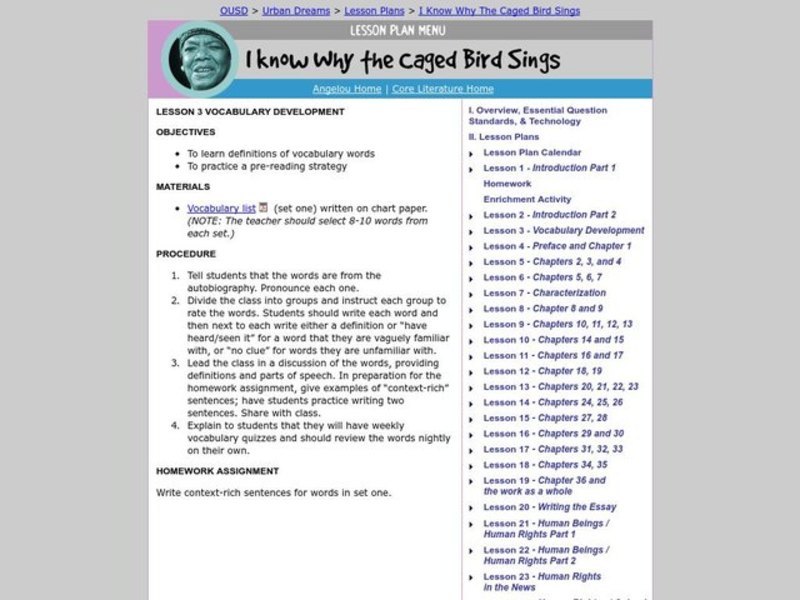 I Know Why the Caged Bird Sings Lesson Plan I Know Why the Caged Bird Sings Lesson Plan