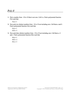 Poly II Assessment Poly II Assessment