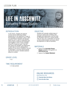 Life in Auschwitz: Evaluating Primary Sources Lesson Plan Life in Auschwitz: Evaluating Primary Sources Lesson Plan