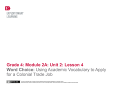 Word Choice: Using Academic Vocabulary to Apply for a Colonial Trade Job Lesson Plan Word Choice: Using Academic Vocabulary to Apply for a Colonial Trade Job Lesson Plan
