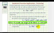 Quadratic Equation Application - Evaluate and Factor (Example) Video Quadratic Equation Application - Evaluate and Factor (Example) Video