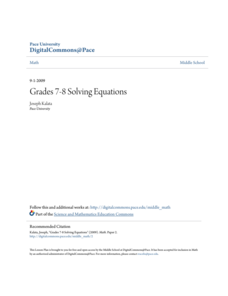 Grades 7-8 Solving Equations Lesson Plan Grades 7-8 Solving Equations Lesson Plan