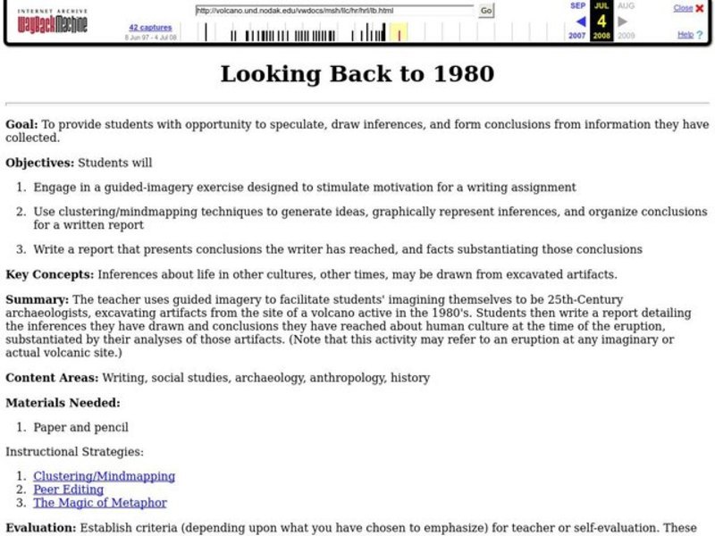 Looking Back to 1980 Lesson Plan Looking Back to 1980 Lesson Plan
