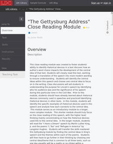 "The Gettysburg Address" Close Reading Module Lesson Plan "The Gettysburg Address" Close Reading Module Lesson Plan