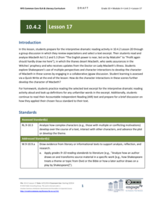 Grade 10 ELA Module 4: Unit 2, Lesson 17 Lesson Plan Grade 10 ELA Module 4: Unit 2, Lesson 17 Lesson Plan