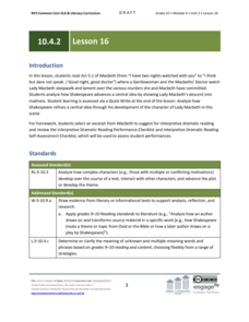 Grade 10 ELA Module 4: Unit 2, Lesson 16 Lesson Plan Grade 10 ELA Module 4: Unit 2, Lesson 16 Lesson Plan
