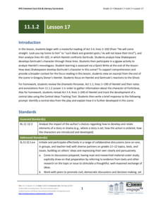 Grade 11 ELA Module 1: Unit 2, Lesson 17 Lesson Plan Grade 11 ELA Module 1: Unit 2, Lesson 17 Lesson Plan