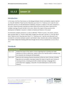 Grade 11 ELA Module 1: Unit 2, Lesson 13 Lesson Plan Grade 11 ELA Module 1: Unit 2, Lesson 13 Lesson Plan