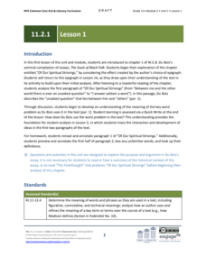 EngageNY Grade 11 ELA: Module 2, Unit 1 EngageNY Grade 11 ELA: Module 2, Unit 1