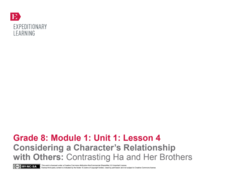 Considering a Character’s Relationship with Others: Contrasting Ha and Her Brothers Lesson Plan Considering a Character’s Relationship with Others: Contrasting Ha and Her Brothers Lesson Plan