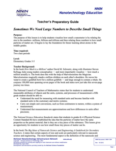 Sometimes We Need Large Numbers to Describe Small Things Lesson Plan Sometimes We Need Large Numbers to Describe Small Things Lesson Plan
