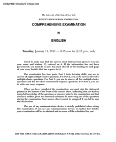 Comprehensive English Examination: January 2011 Assessment Comprehensive English Examination: January 2011 Assessment