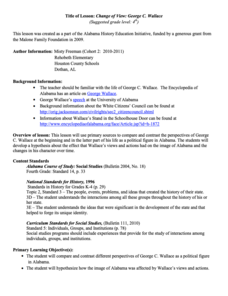 Change of View: George C. Wallace Lesson Plan Change of View: George C. Wallace Lesson Plan
