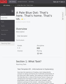 A Pale Blue Dot: That's Here. That's Home. That's Us. Lesson Plan A Pale Blue Dot: That's Here. That's Home. That's Us. Lesson Plan