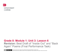 Revision: Best Draft of “Inside Out” and “Back Again” Poems (Final Performance Task) Lesson Plan Revision: Best Draft of “Inside Out” and “Back Again” Poems (Final Performance Task) Lesson Plan